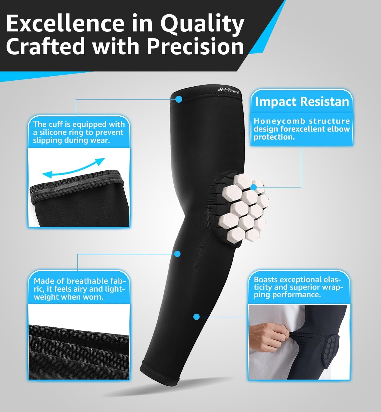 Elbow Pads Elbow Brace, Basketball Shooter Sleeves Arm Compression Sleeve Collision Avoidance Elbow Pad for Cycling Football Volleyball Baseball, Youth Adult Women Men ((Pair) Black, L)