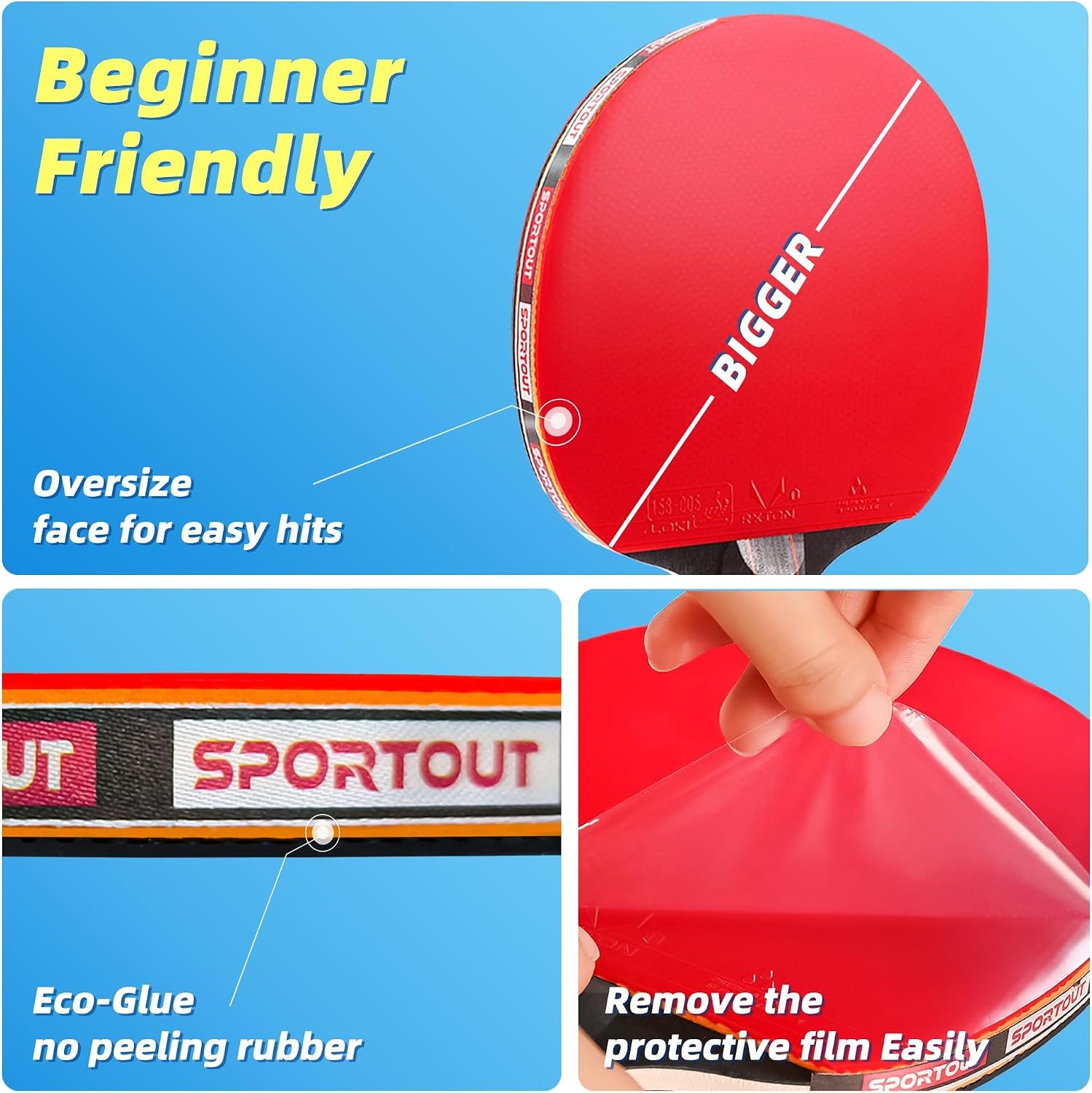 Ping Pong Paddles Sets-Portable Table Tennis Paddle with Balls, Storage Case Premium Table Tennis Racket for Indoor & Outdoor Games