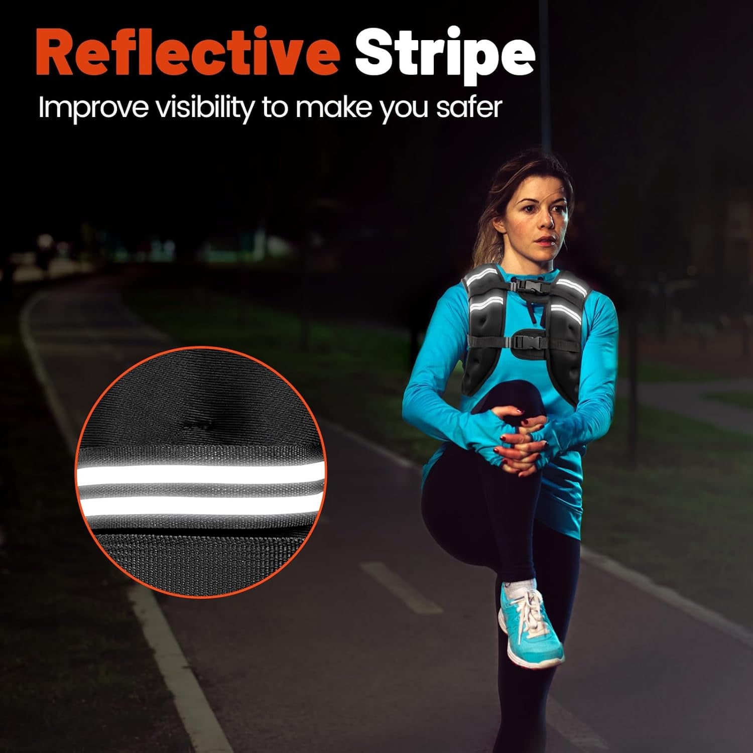 Weighted Vest, 6Lb/8Lb/10Lb/12Lb/16Lb/20Lb/25Lb/30Lb Weight Vest for Men Women, Body Weight Vests Adjustable with Reflective Stripe for Strength Training, Running, Workout, Jogging, Walking