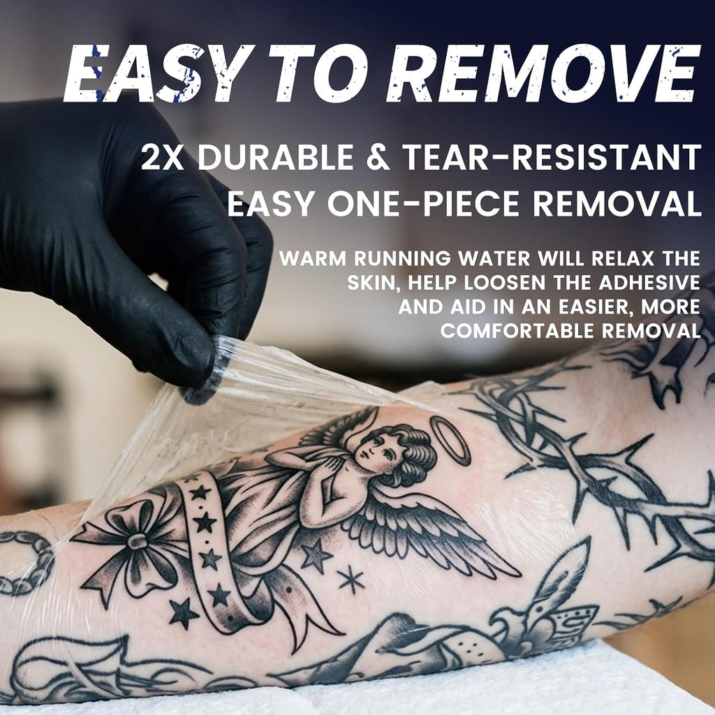 Tattoo Aftercare Waterproof Bandages 6 in X 4.4 Yd Tattoo Cover up Tape, Tattoo Supplies Second Skin Bandage Flat Roll Transparent Film Wound Healing Protective Clear Sterile and Safe Bandages