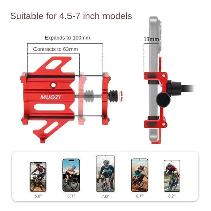Bike Phone Mount Universal Motorcycle Handlebar Mount Cell Phone Holder 360° Rotation for 4.5-7 Inch Smartphone