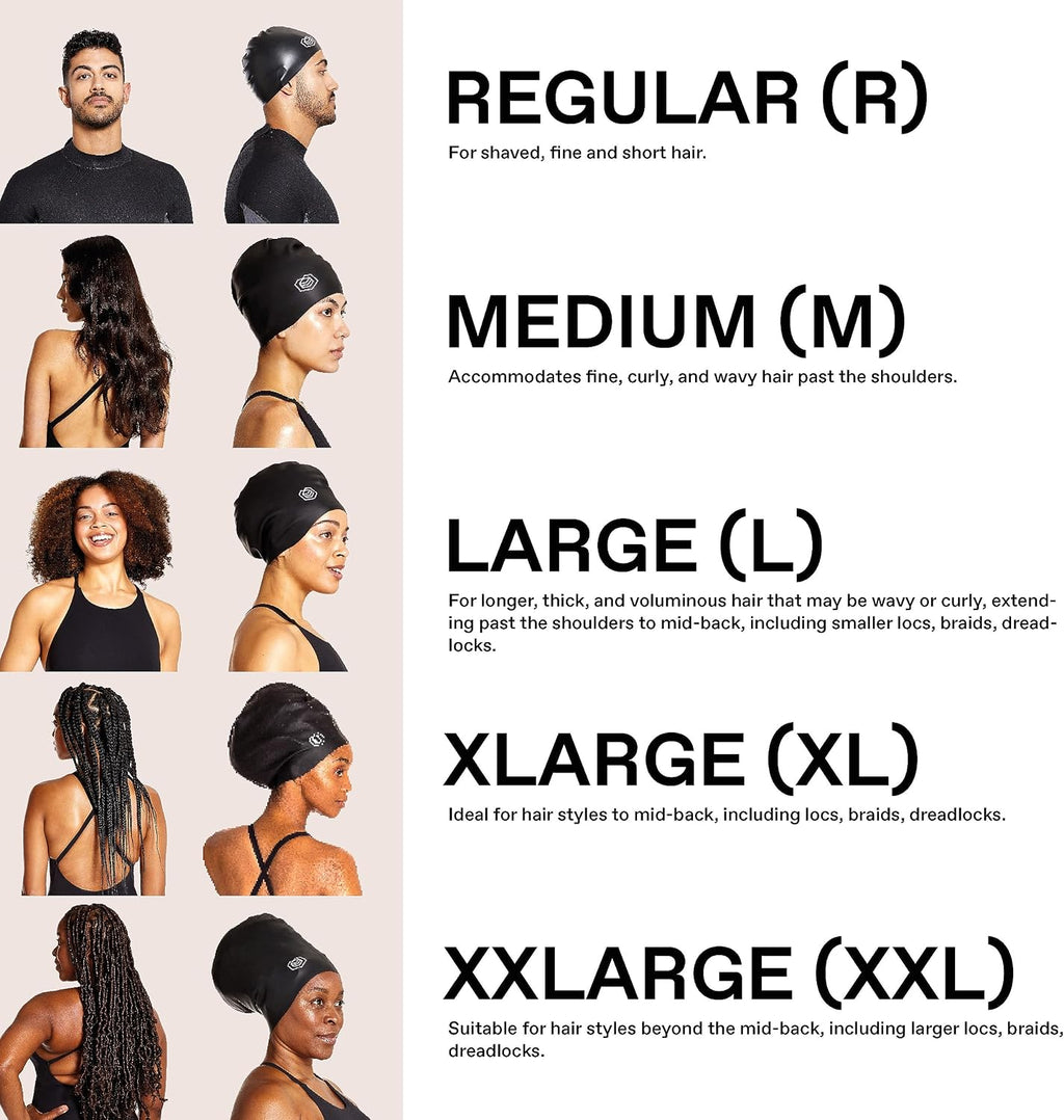 - Large Swimming Cap for Long Hair - Designed for Long Hair, Dreadlocks, Weaves, Hair Extensions, Braids, Curls & Afros - Women & Men - Silicone