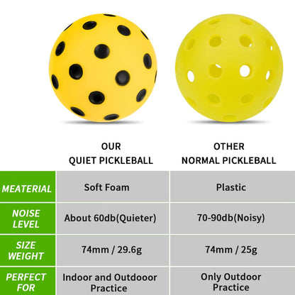 Silent Pickleball Balls Quiet Foam Pickleballs Practice Balls with Exact Real Ball Bounce Soft PU Pickleball Ball for Indoor Use
