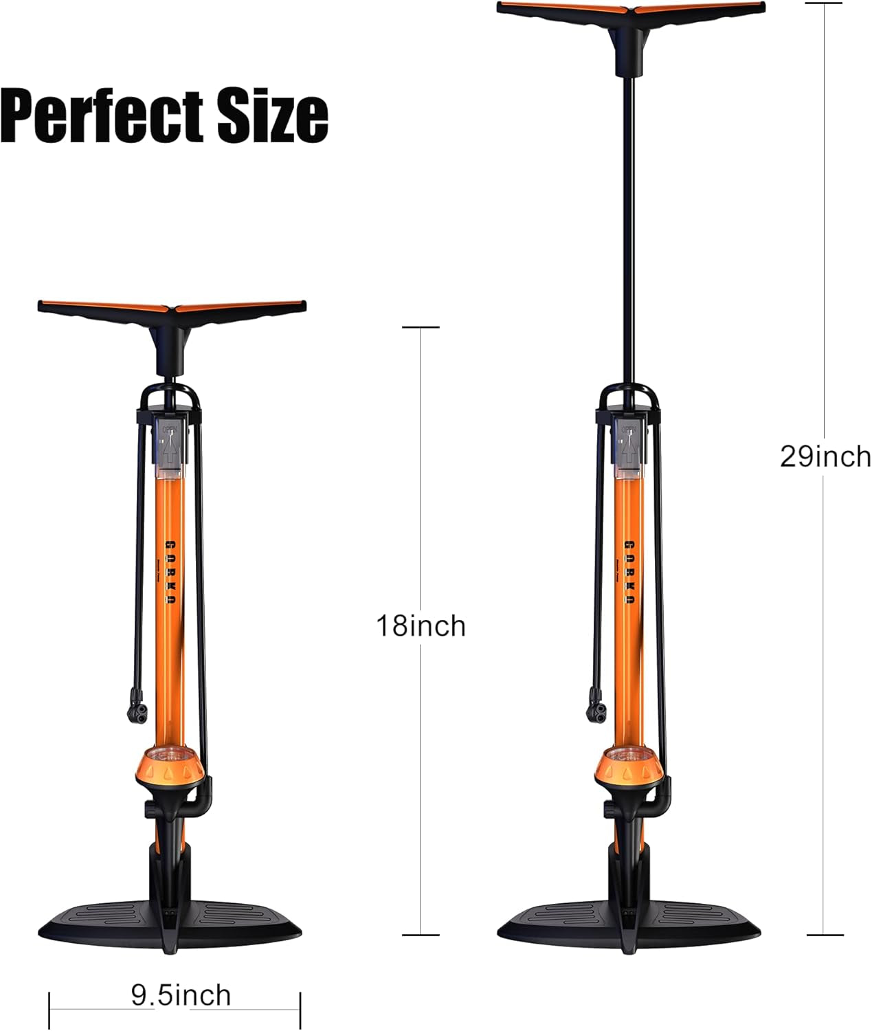 Bike Pump with Gauge,Bicycle Floor Pump for Presta and Schrader Valves Bike Tire Pumps Inflator High Pressure 160PSI & 11BAR Portable Air Pump for Road Bike Car MTB Sports Balls