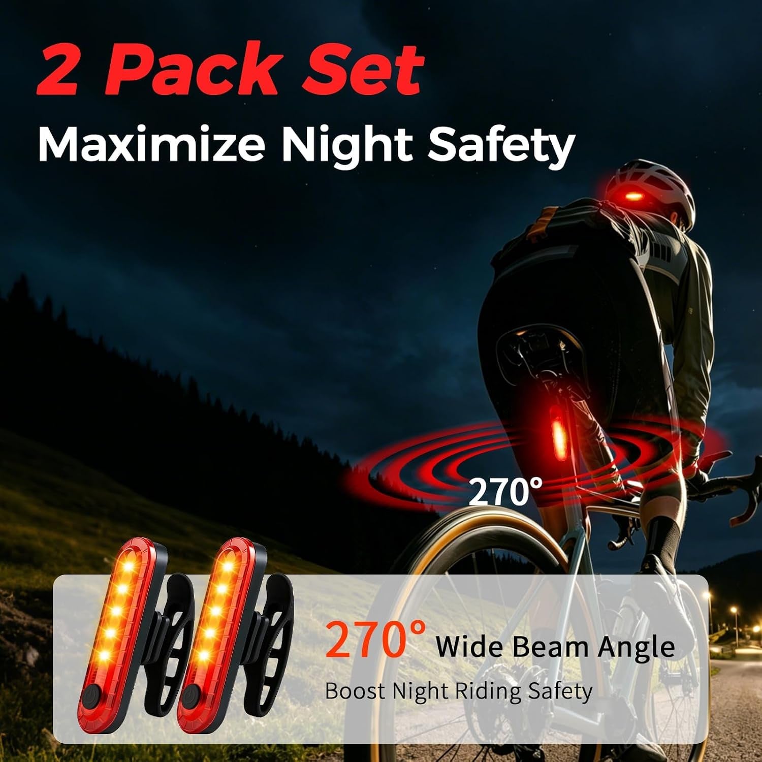 USB-C Rechargeable Bike Tail Light for Night Riding, 120LM Super Bright LED Bicycle Rear Light 4 Light Modes, IPX5 Waterproof Cycling Safety Flashlight for Men Women Road Mountain