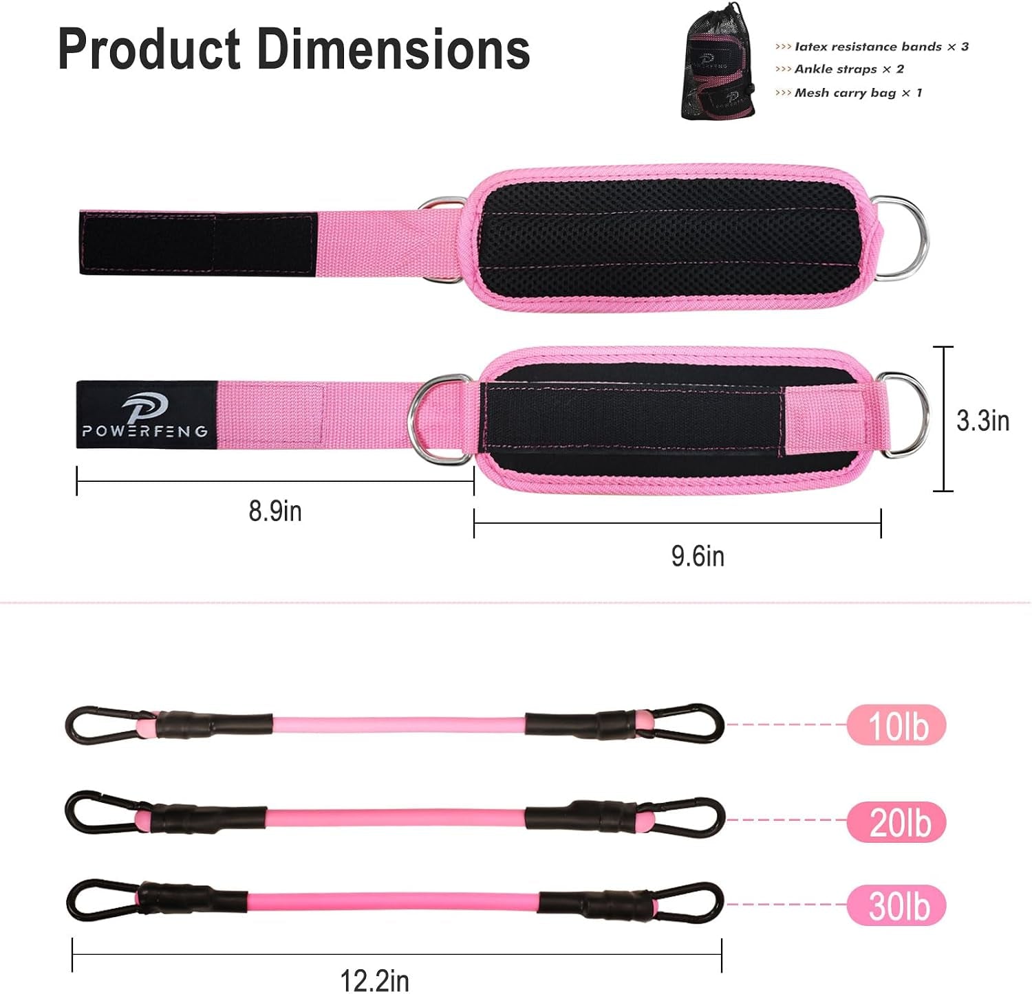 Ankle Resistance Bands with Cuffs: Women Ankle Strap Band for Working Out - Ankle Resistance Bands for Glutes Hip & Leg Butt Training Workout Exercise Equipment