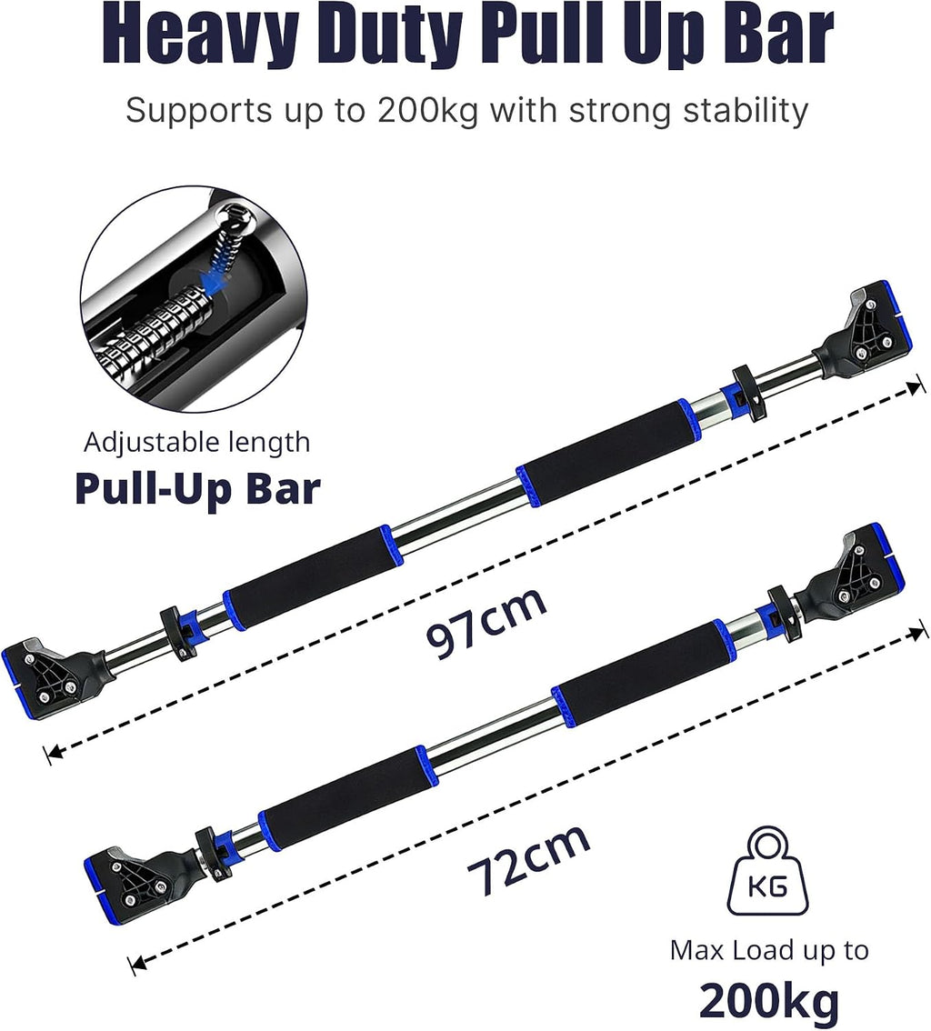 Pull up Bar for Doorway Chin up Bar, No Screws Door Frame Width Locking Adjustable 72-97Cm (28-38 In) Body Fitness Training Equipment, Strength Training Pull-Up Bars for Home Gym, Max Load 440Lb