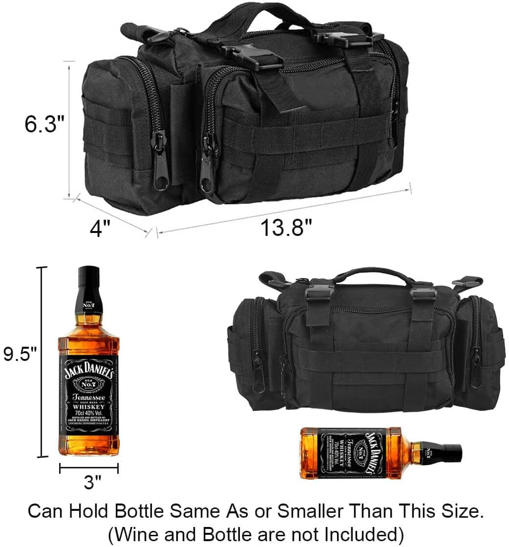 Bike Handlebar Bag, 900D Nylon Oxford Multi-Purpose Waist Bag Water Resistant Bicycle Cycling Pack (Black)