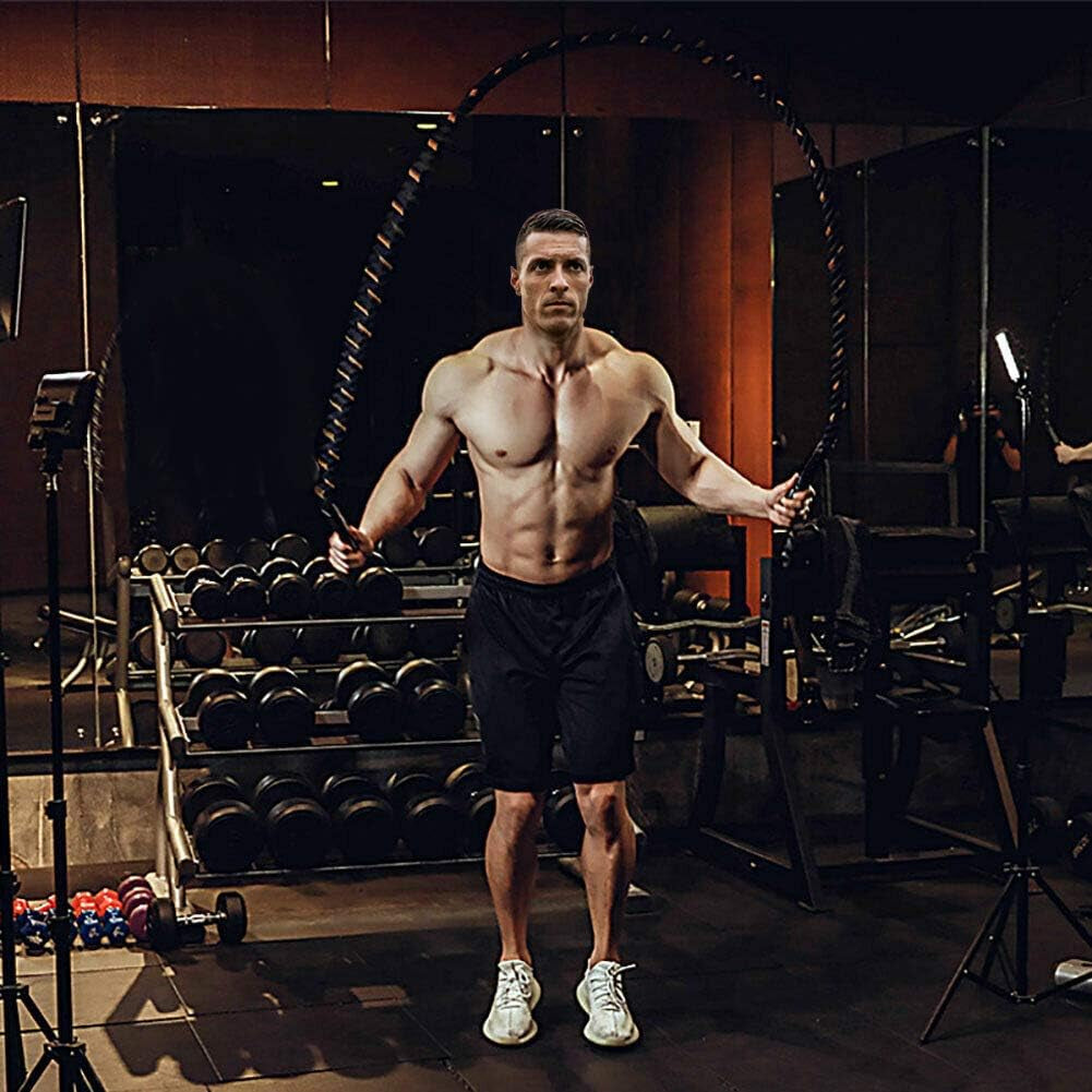 Heavy Jump Ropes for Fitness 2Lb/3Lb/5Lb,Weighted Adult Skipping Rope Exercise Battle Ropes for Men & Women,Total Body Workouts, Power Training in Gym to Improve Strength and Building Muscle