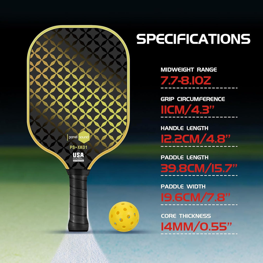 Pickleball Paddles Set of 2 or 4, USAPA Approved Fiberglass Pickleball Racket Set with 4 Outdoor Pickleballs and 1 Carrying Case