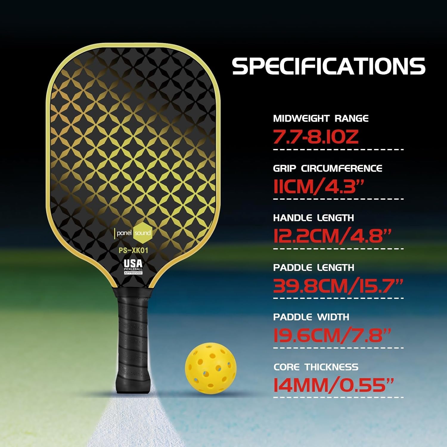 Pickleball Paddles Set of 2 or 4, USAPA Approved Fiberglass Pickleball Racket Set with 4 Outdoor Pickleballs and 1 Carrying Case