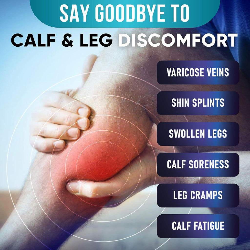 Calf Compression Sleeves for Men and Women - (1 Pair) Footless Compression Socks Support for Varicose Veins, Nursing, Pregnancy, Running -  Leg Sleeve Brace for Shin Splints, Pain Relief and Reduces Swelling (Black, Medium)