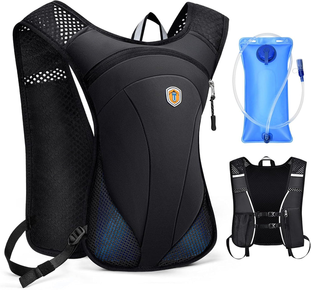 Hydration Backpack with 2L Water Bladder Bag, Lightweight and Breathable Running Vest for Men, Adjustable Chest Straps Water Pack for Cycling Hiking Climbing Outdoor