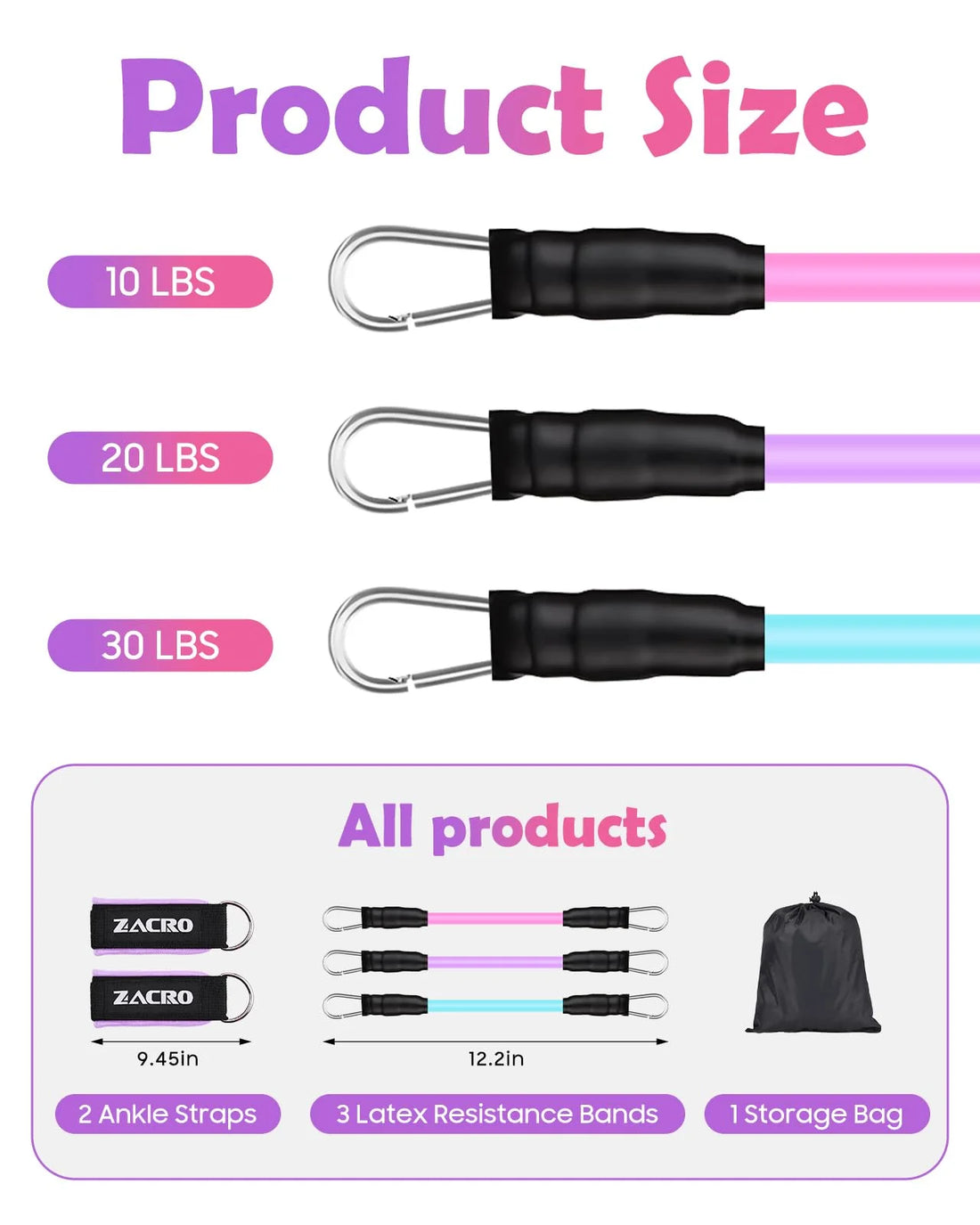 Ankle Resistance Bands Set, 3 Levels Ankle Tube Band with Cuffs, Ankle Bands for Home Workouts &amp; Gym, Recoils and Glutes Workout, Legs Resistance Bands for Women &amp; Men