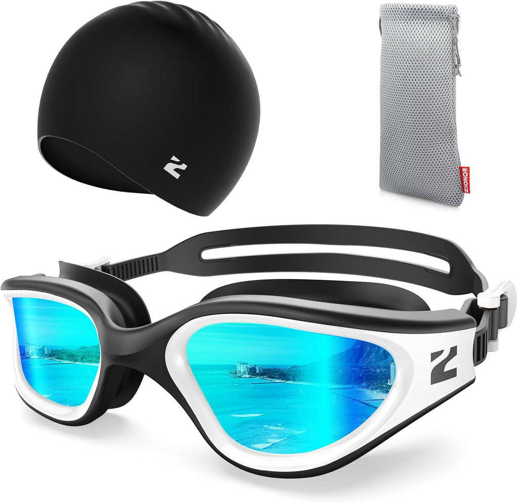 Swim Goggles Adult, G1 Air Unisex No Leak Anti-Fog with Swim Cap | UV400 Protection, Wide Panoramic View, Soft Silicone Gasket