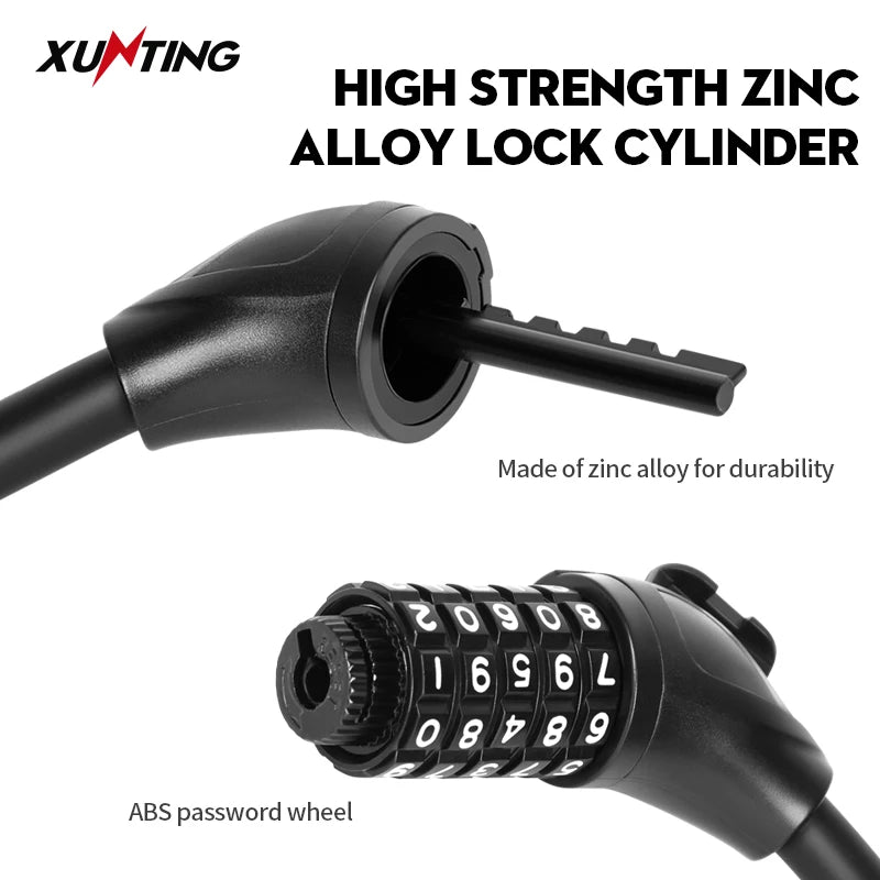Xunting 54Cm/78Cm/110Cm Bike Lock Electric Password Steel Wire Cable Lock Combination for Anti-Theft Lockscycling Accessories