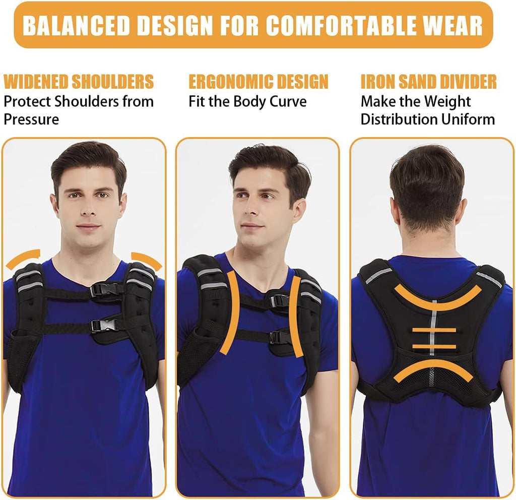 Weighted Vest for Men Workout，Strength Training Weight Vest for Men and Women, Workout Equipment for Training,Running,Jogging,Etc - 8Lbs,12Lbs,16Lbs,20Lbs,25Lbs,30Lbs