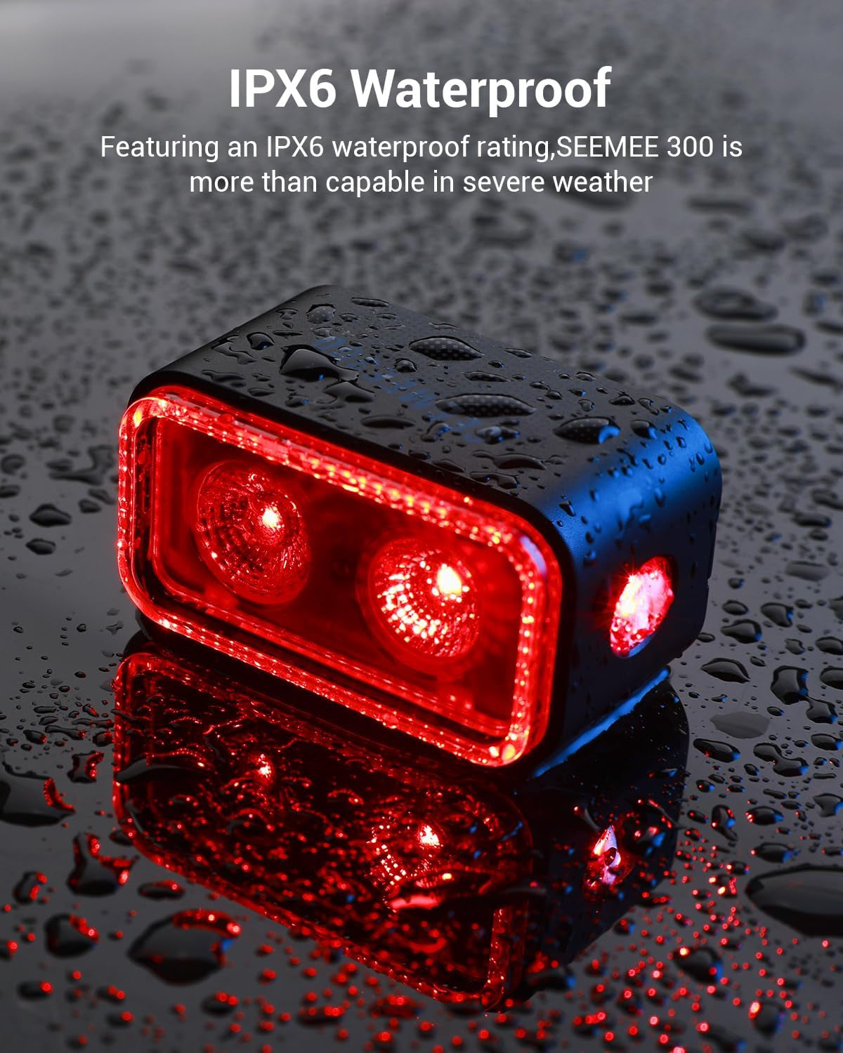 SEEMEE 300/400 Bike Taillight,300/400 Lumen Bike Tail Light,360° Visible Smart Brake Sensor IPX6 Waterproof Rear Bike Light for Night Riding