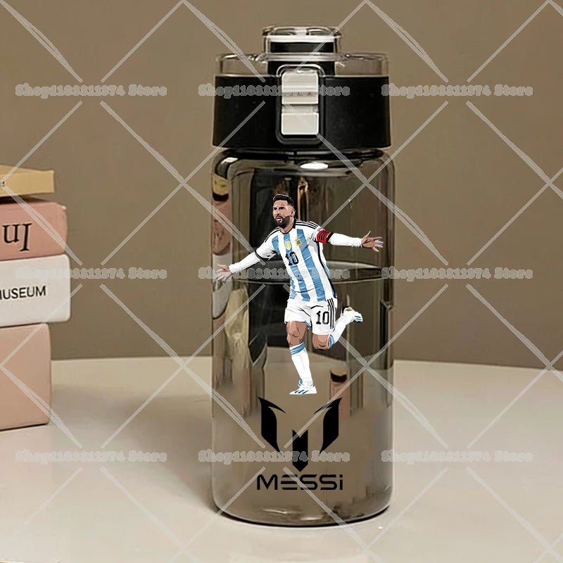 600ML CR7 Sports Water Bottles Cartoon Football Star Ronaldos Large Water Cups New Outdoor Transparent Drinking Bottle Kids Gift