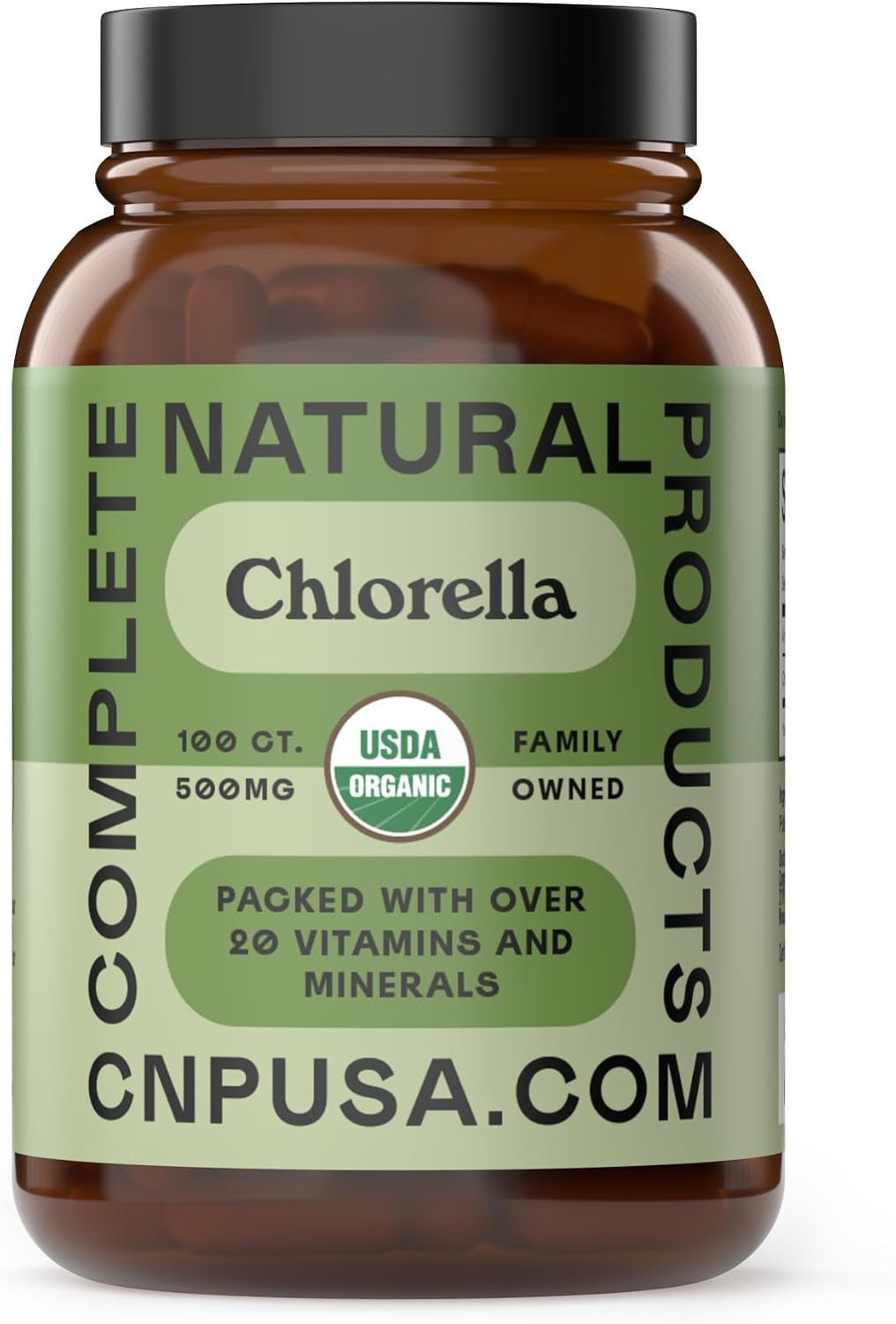 Organic Chlorella Capsules, 500Mg, 100Ct, Pure Green Algae Superfood, Detox & Immune Support, Vitamin B12 & Chlorophyll Rich, Plant-Based, Vegan, Non-Gmo