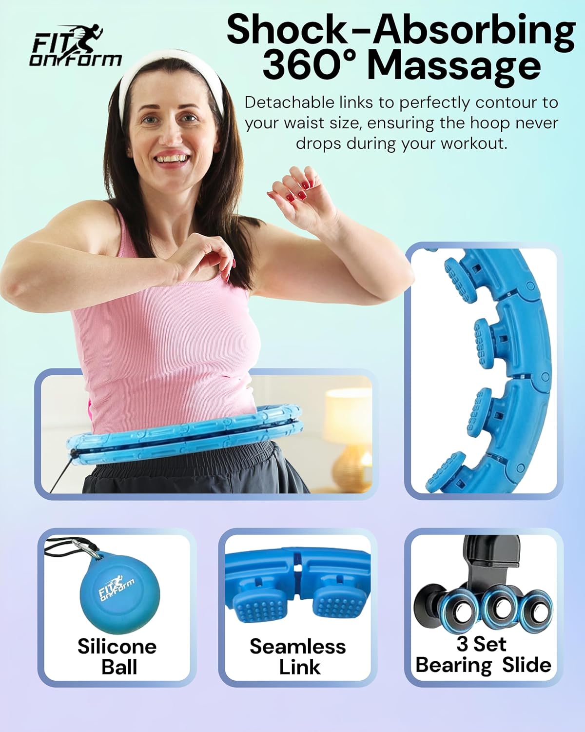 Infinity Weighted Hula Hoop for Adults Weight Loss, Smart Exercise Hola Circle Hoop for Women Abs Workout