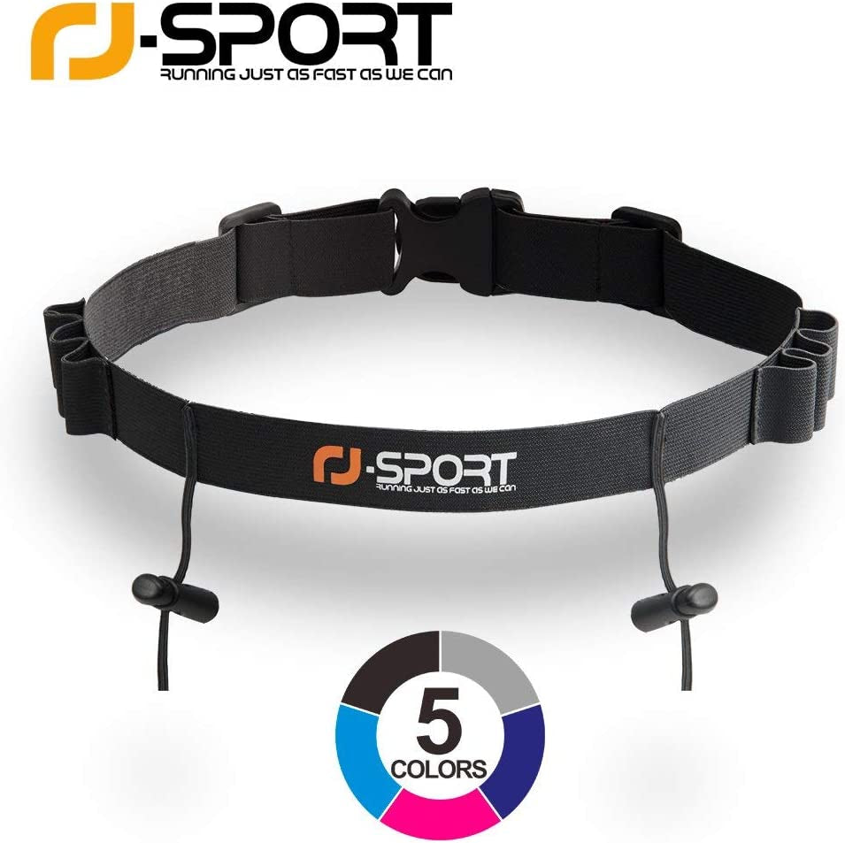 Race Number Belt with 6 Energy Gel Loops for Triathlon & Marathon | Triathlon Race Belt Bib Holder for Running and Cycling