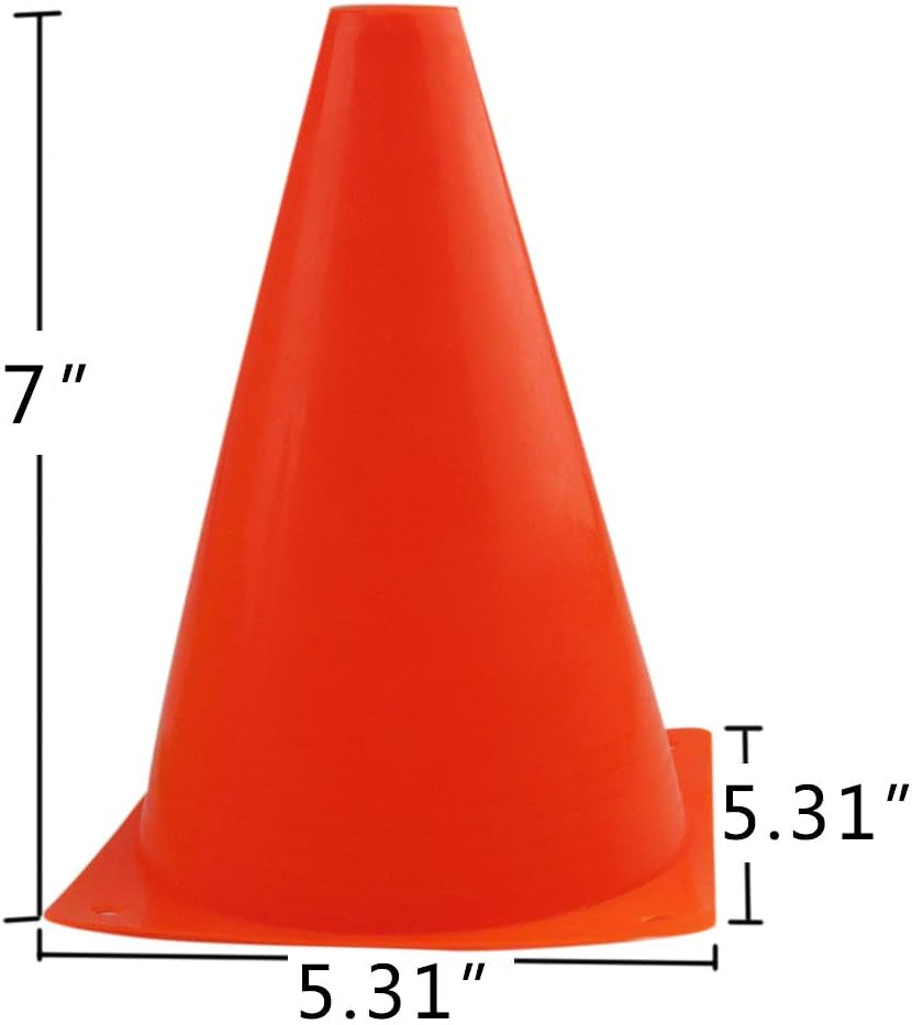 7 Inch Plastic Traffic Cones Sport Training Agility Marker Cone | for Soccer, Skating, Football, Basketball, Indoor and Outdoor Games