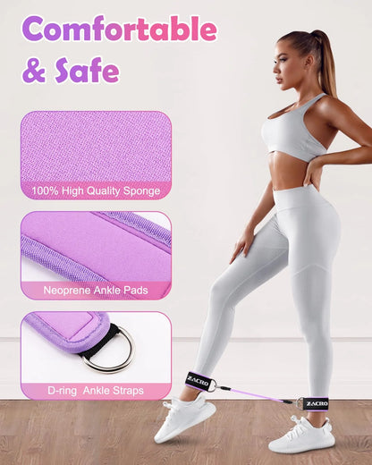 Ankle Resistance Bands Set, 3 Levels Ankle Tube Band with Cuffs, Ankle Bands for Home Workouts &amp; Gym, Recoils and Glutes Workout, Legs Resistance Bands for Women &amp; Men