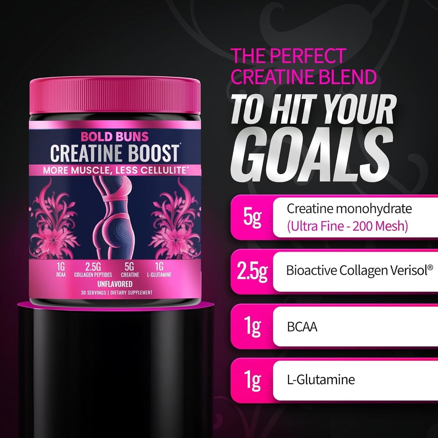 Creatine for Women - Booty Builder Supplement with Collagen &amp; BCAA - Supports Gl