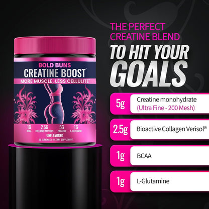 Creatine for Women - Booty Builder Supplement with Collagen &amp; BCAA - Supports Gl