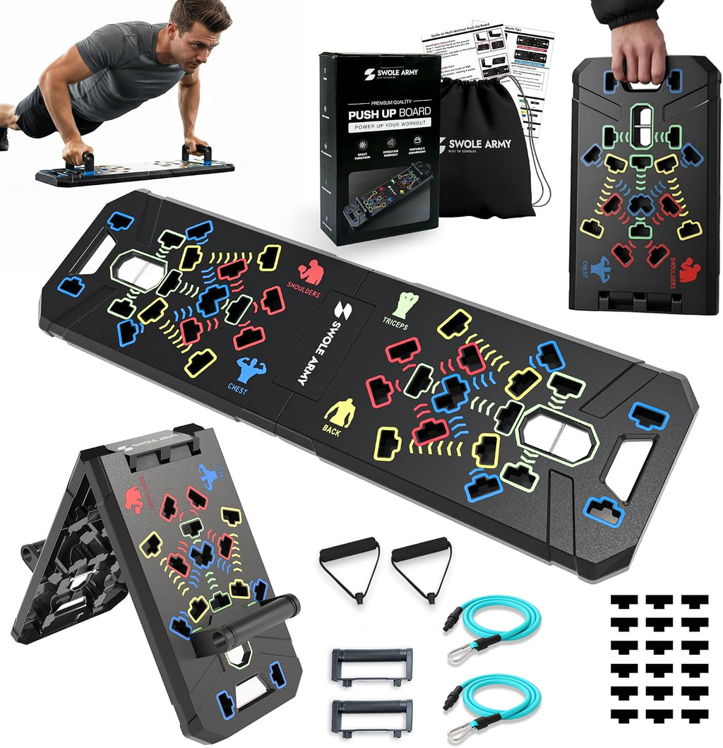 Solid Push up Board | 20-In-1 Home Gym | Portable Workout Equipment | Multi-Functional Pushup Board for Men & Women | Professional Foldable Push up Stands for Chest Muscles