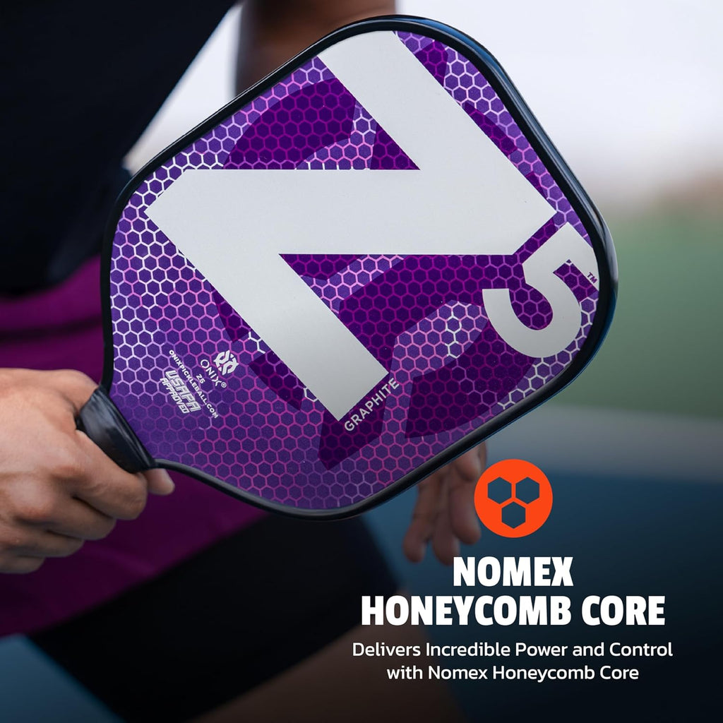 Graphite MOD Z5 Carbon Fiber Pickleball Paddle with Wide-Body Shape. Honeycomb Core, Graphite Face & Cushion Comfort Pickleball Paddle Grip