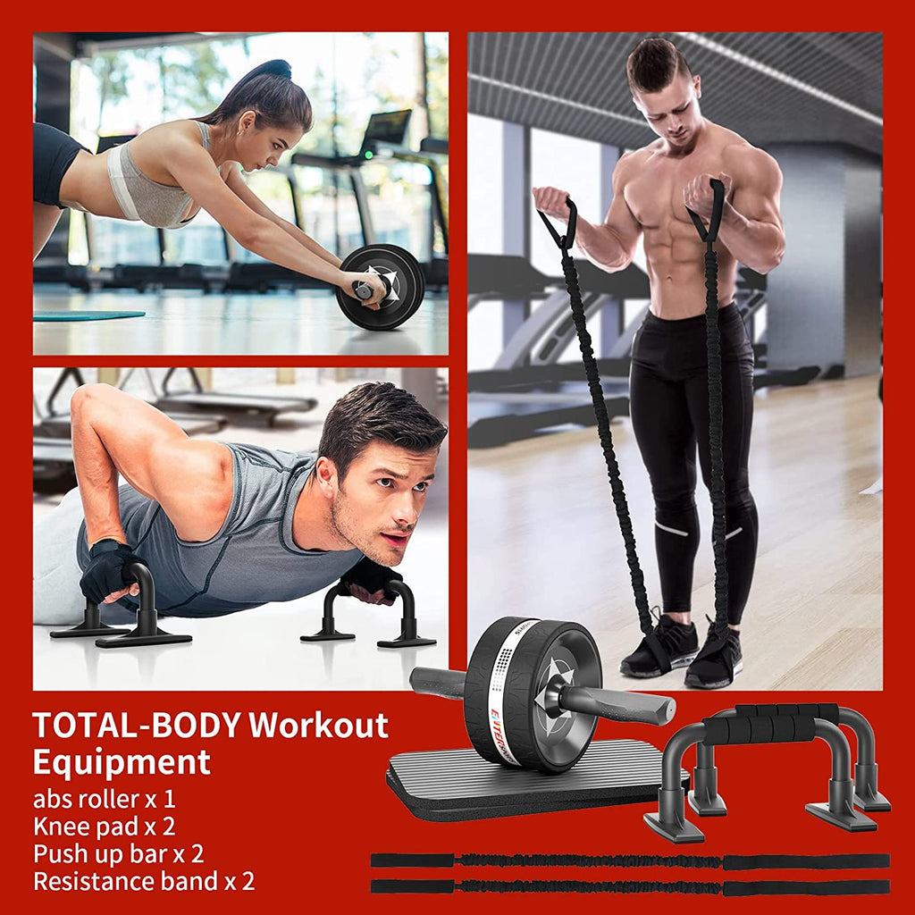 Ab Roller Wheel for Abs Workout - Abdominal Exercise Equipment with 2 Knee Pads for Home Gym, Core Strength Training, Fitness Equipment for Men & Women