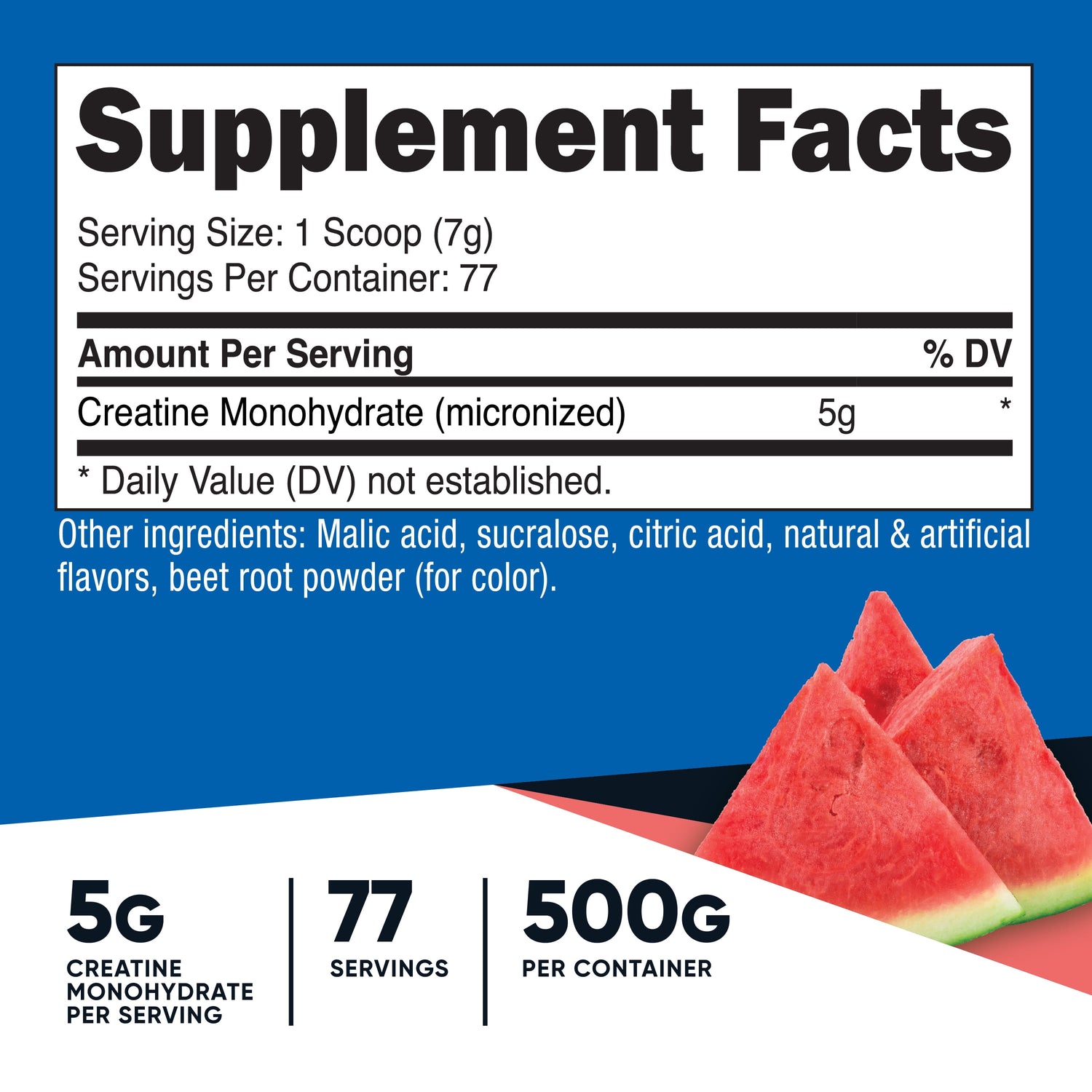 Creatine Monohydrate Powder (Watermelon, 500 Gram) - Micronized Creatine Supplement - Vegan, Non-Gmo, Gluten