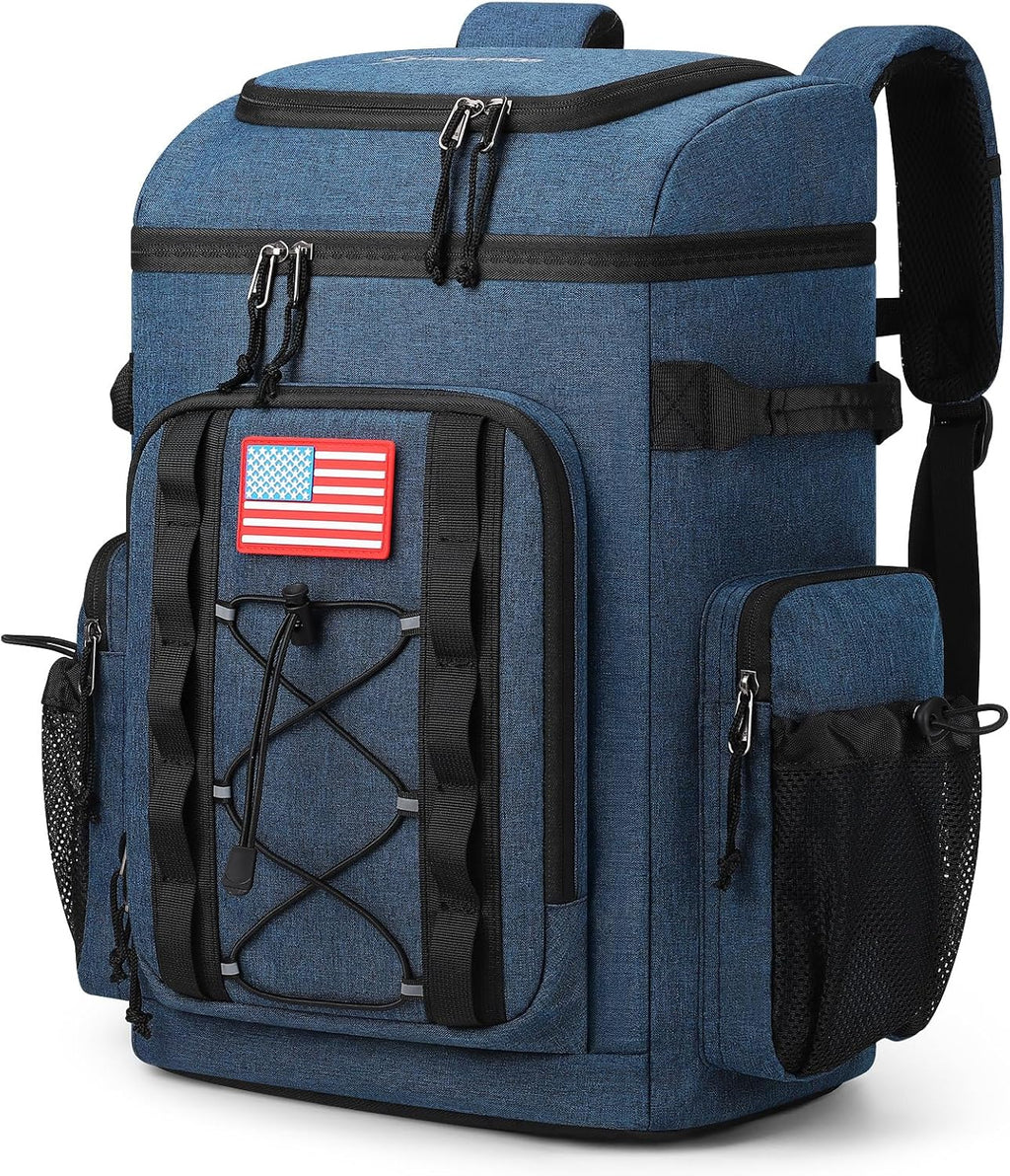 35/50 Can Insulated Backpack Cooler, Leakproof Soft Lunch Ice Bag | Keeps Food Cold for 16H, Peva Liner, Durable Nylon, Ergonomic Padding. Perfect for Men, Women, Camping, Beach, Hiking, Travel