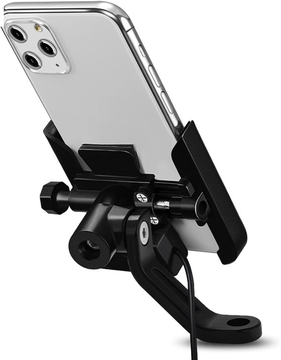 Bike Motorcycle Phone Mount Handlebar/Rear-View Mirror Bike Cell Phone Holder Sturdy Aluminum Alloy 360° Rotating Bicycle Phone Mount for 4.0-6.5 Inch Smartphones