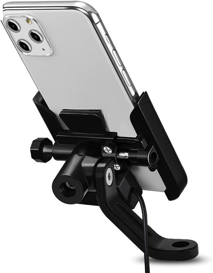 Bike Motorcycle Phone Mount Handlebar/Rear-View Mirror Bike Cell Phone Holder Sturdy Aluminum Alloy 360° Rotating Bicycle Phone Mount for 4.0-6.5 Inch Smartphones