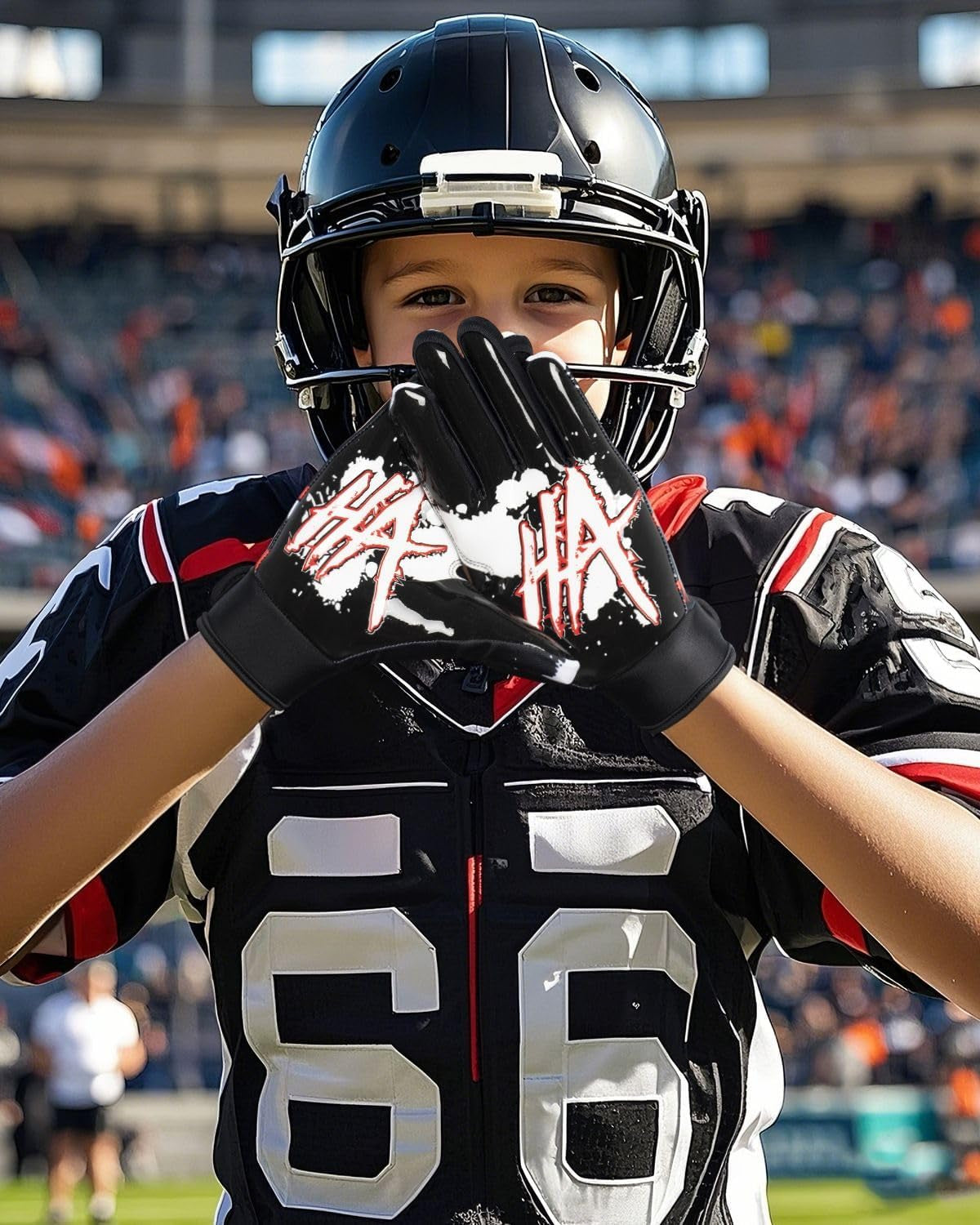 Youth Football Gloves, Non-Slip Kids Football Gloves with Super Sticky Grip Palm, Breathable Wide Receiver Glove Best Gifts for Boys Girls