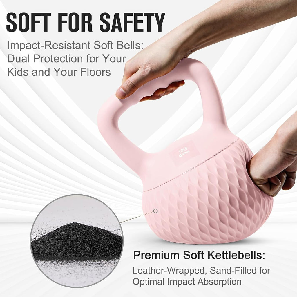 Soft Kettlebell, Safe Strength Training Kettlebells for Women | Cushioned Impact, Kettle Bell Resistant Base and Anti-Slip Grip Weight for Home Workouts, Kettlebells Set