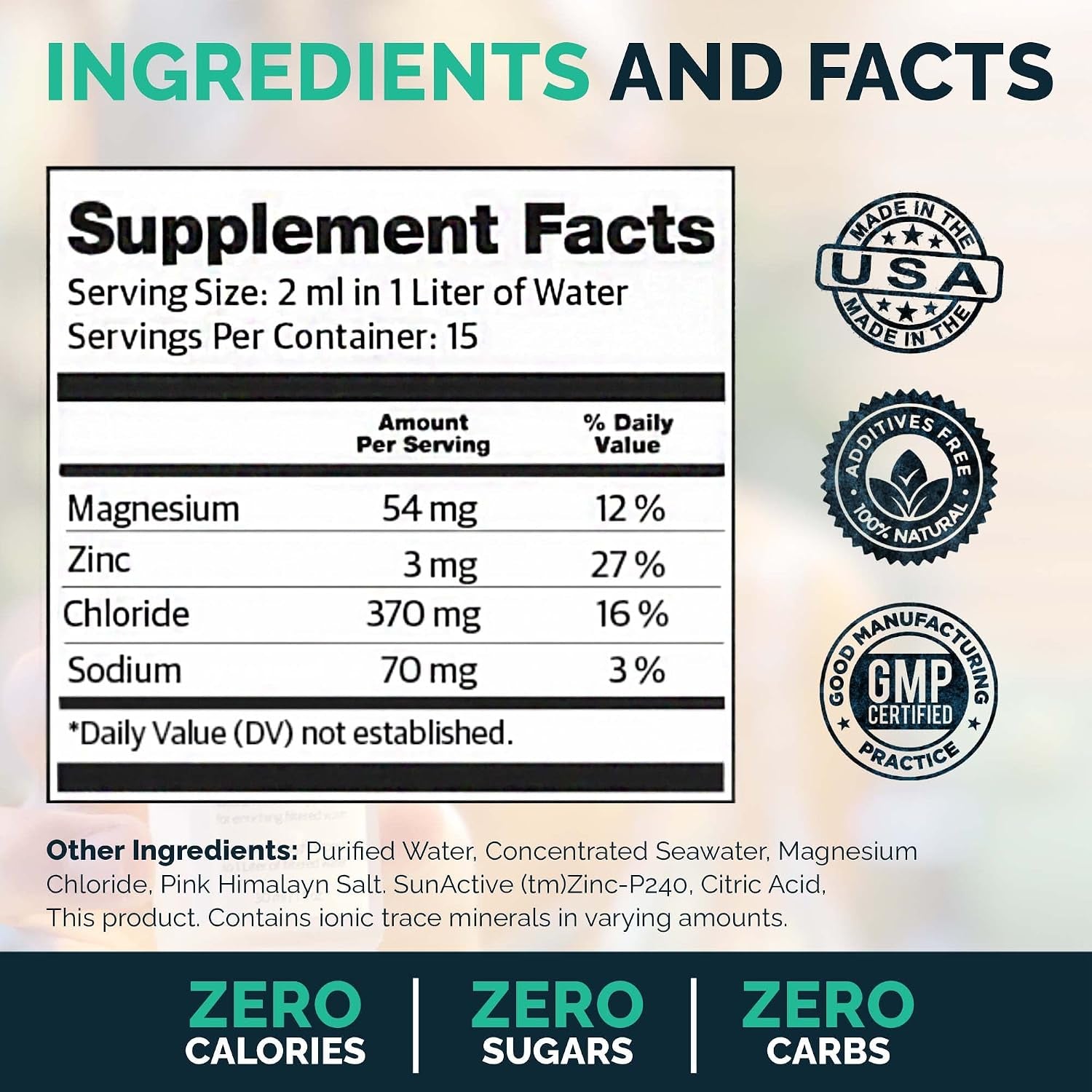 Concentrated Electrolyte Drops, 1 Bottle, Vital Electrolytes & Hydration, 494Mg of Electrolytes per Serving, 80 Trace Minerals, Third-Party Tested, Exceeds EU Standards, No Additives - 1 Oz