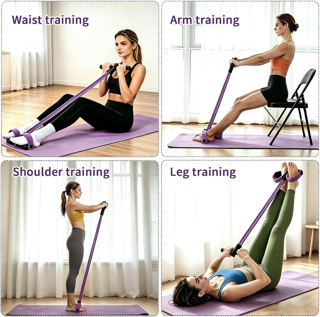 6-Tubes Tension Rope, Multifunction Elastic Yoga Pedal Puller Resistance Band, Natural Latex Tension Rope Fitness Equipment, for Abdomen, Waist, Arm, Leg Stretching Slimming Training