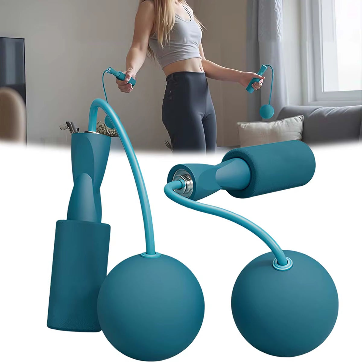 1 Pair PVC Cordless Jump Rope with Heavy Balls Sports Fitness Training Bodybuilding Exercise Rapid Home Gym Equipment