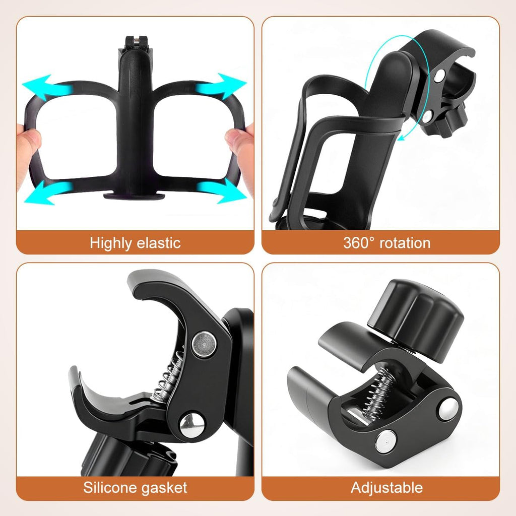 Pack of 2 Adjustable Bike Water Bottle Holder Mountain Bike Accessories for Men | Lightweight Mountain Bikes Water Bottle Cage & Cup Holder Bicycle Accessories | MTB Cup Grip for Riding - Black