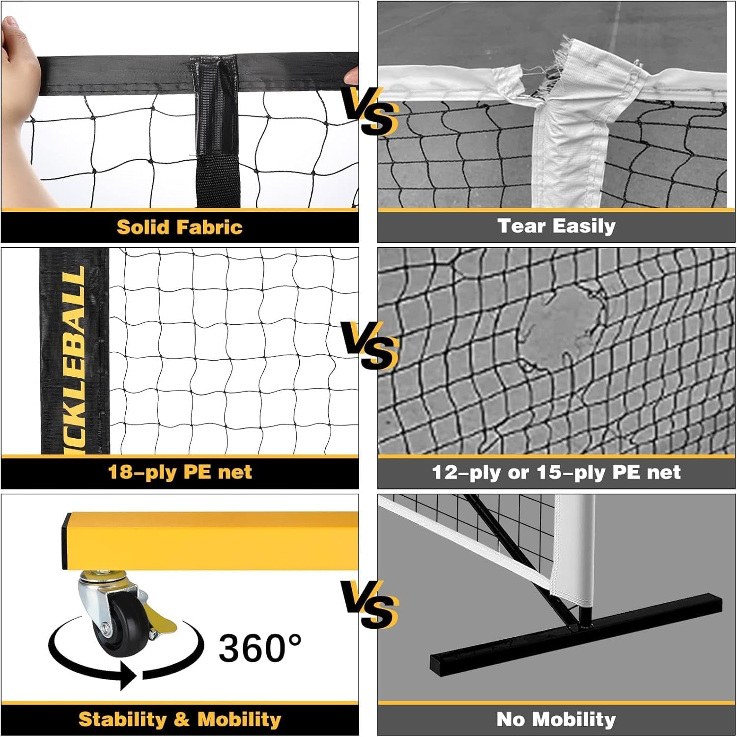 Pickleball Net with Ball Collector, Wheels, 22FT & 11FT Size | Portable 2-In-1 Pickle Ball Net with Carry Bag, Steady Metal Frame for Outdoor Indoor Backyards, Driveway