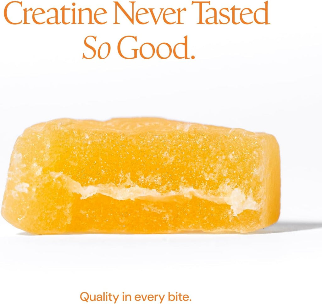 Creatine Monohydrate Gummies for Men & Women, Boost Focus, Strength, and Endurance, Anti-Melting Formula, Vegan, Gluten-Free, Non-Gmo, 1.5G of Creatine per Gummy (Orange)