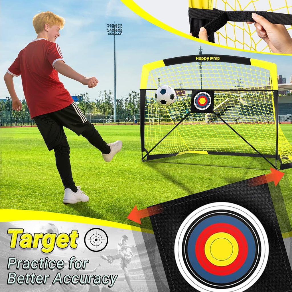 Portable Soccer Goal 7X5 & 5X3.6 FT, Large-Frame Training Net | Great for Kids Ages 6-14 Skill Development, Ideal for Backyard Park School Beach Indoor Outdoor, Easy Fold Durable Dacron Net