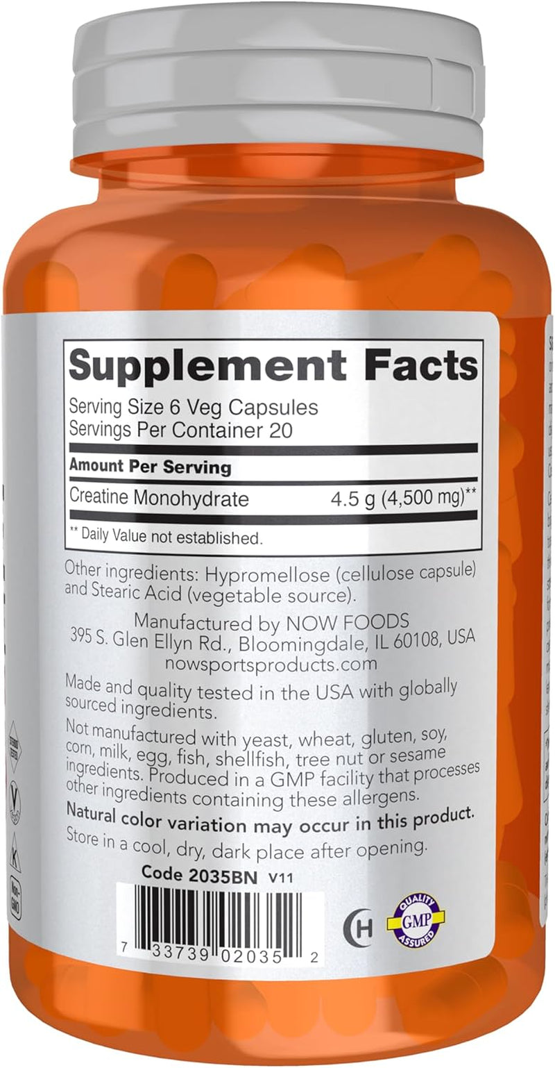 Sports Nutrition, Creatine Monohydrate 750 Mg, Mass Building*/Energy Production*, 120 Veg Capsules
