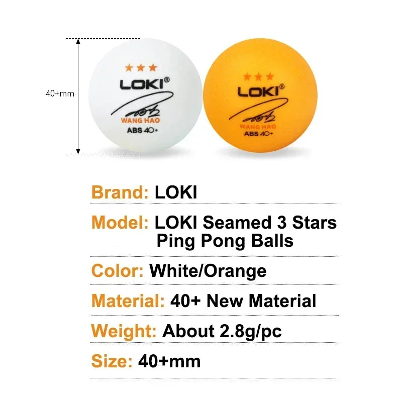 50/100PCS  Table Tennis Balls 3 Star 40+ New ABS Plastic Material Ping Pong Balls with Seam Club Training Ping Pong Balls
