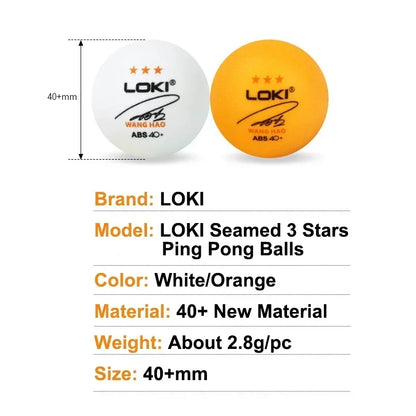 50/100PCS  Table Tennis Balls 3 Star 40+ New ABS Plastic Material Ping Pong Balls with Seam Club Training Ping Pong Balls