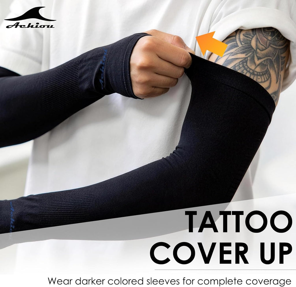 Arm Sleeves for Men Women, Sun Sleeves UV Protection Cooling Sports | Compression,Tattoo Sleeve Cover, Thumb Hole Design,Tattoo Cover Up, UPF 50+, Versatile Use for Basketball Football Volleyball